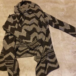 Chevron striped hooded cardigan